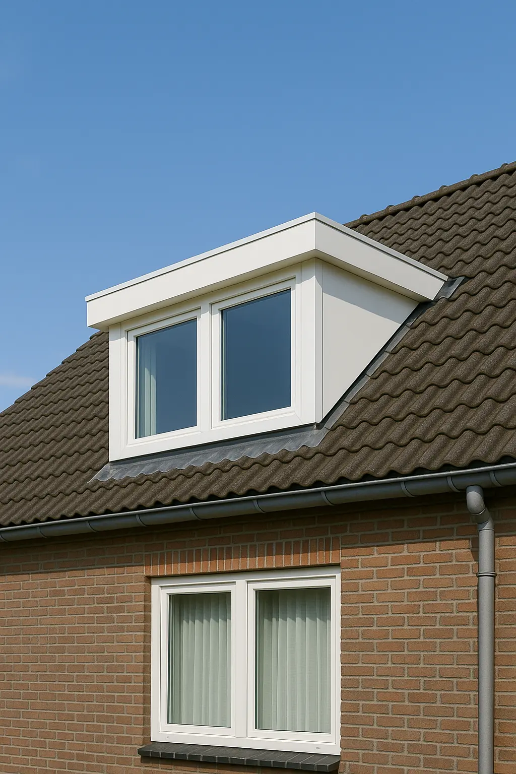 Kunststof dakkapel met geïntegreerde rolluiken en strakke afwerking op een hoekwoning in rotterdam kralingen