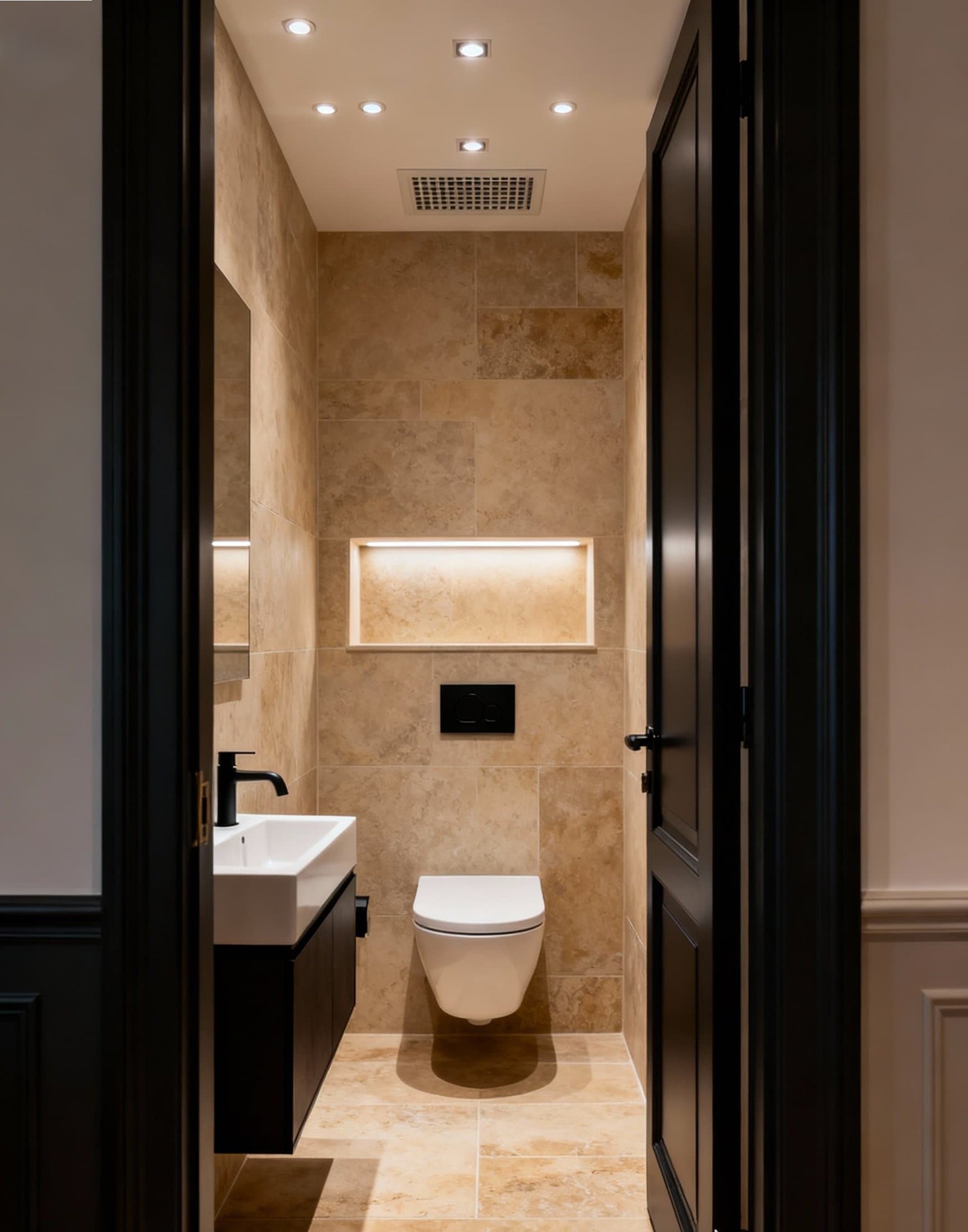 Luxe toilet renovatie Schiedam – natuursteenlook en betere ventilatie